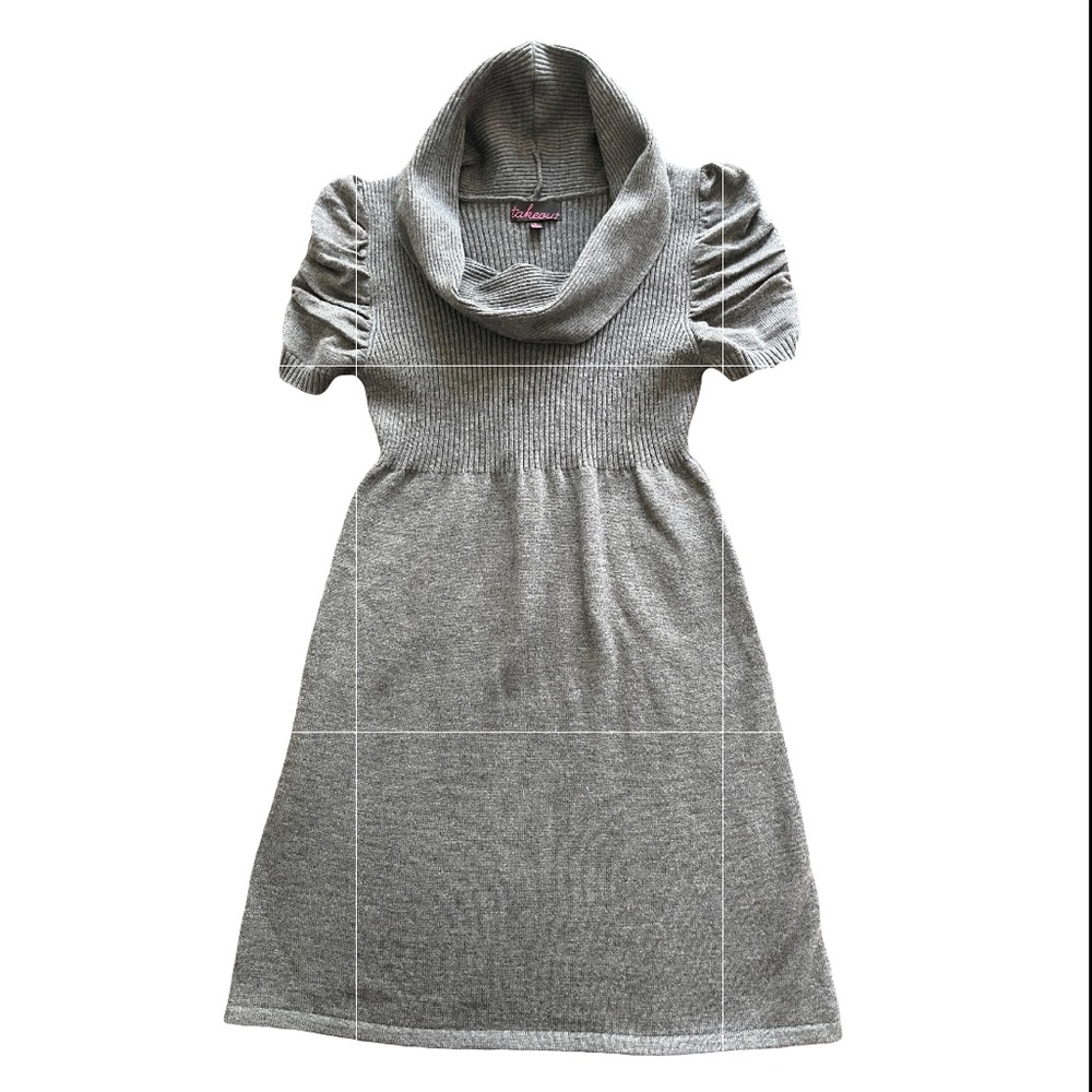 Takeout Gray Mock Neck Midi Dress Casual Style SzJuniorsL